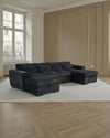Alaya Storage U Shape Sofabed - Black