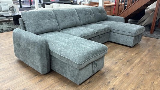 Moscow U Shaped Storage Sofa Bed - Grey