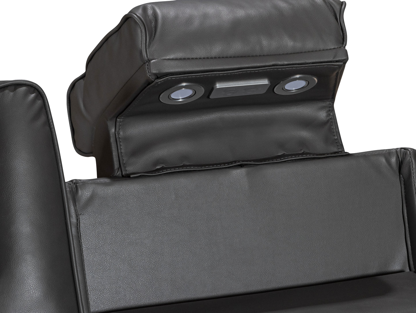 Orlando Electric Recliner 3+2 Seater Leather Sofa Grey - Led Lights - Wireless Charger
