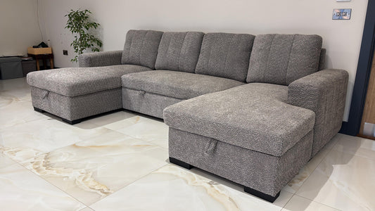 Como U Shape Corner Sofabed With Storage - Grey