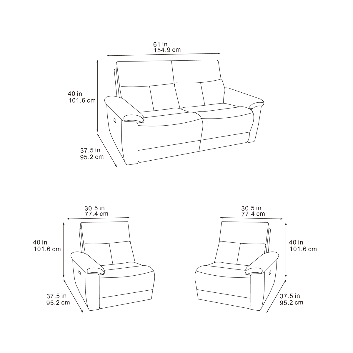 Klint Power Recliner 2 Seater Sofa