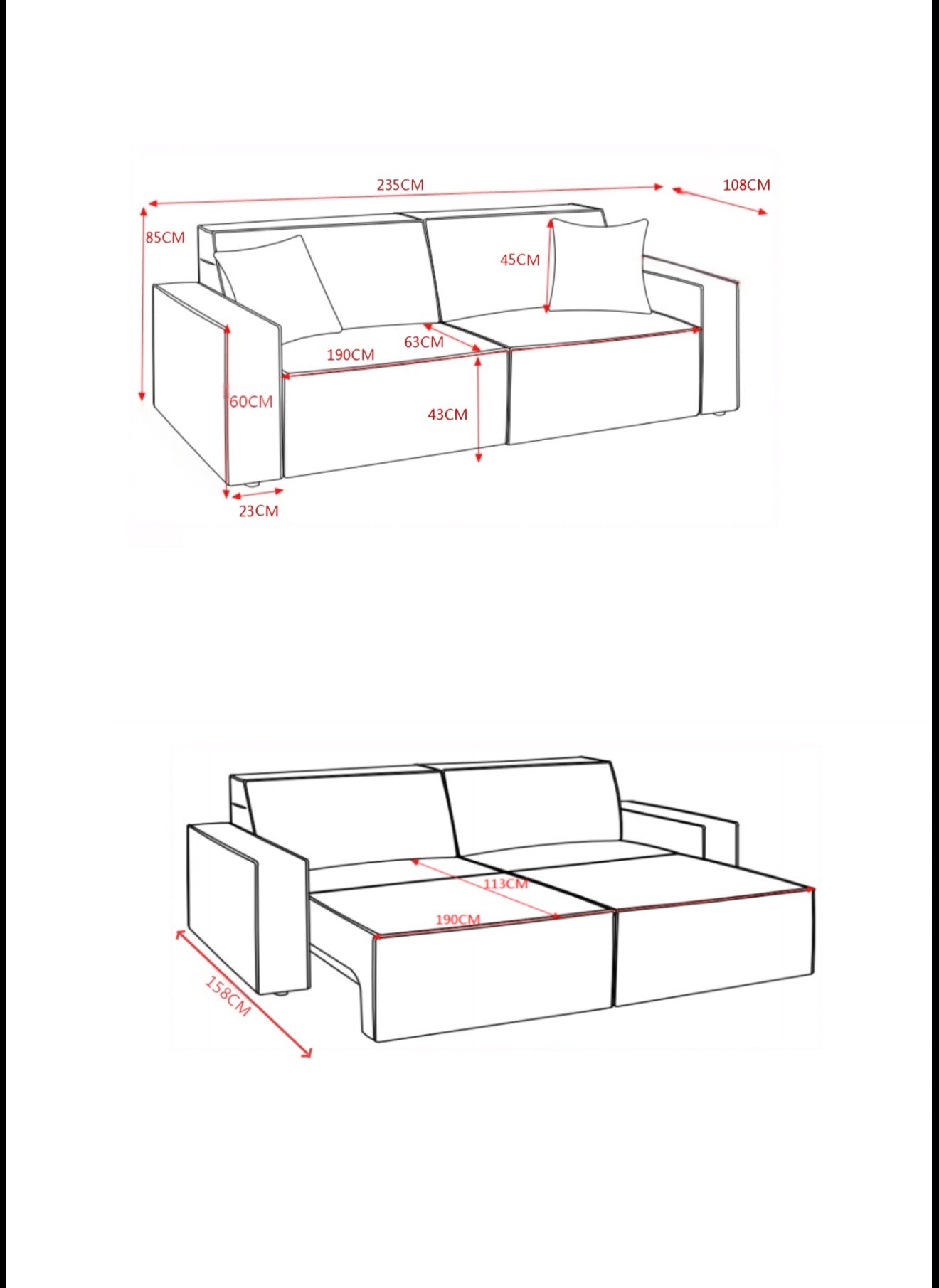 Houston Electric Sofa Bed - Grey