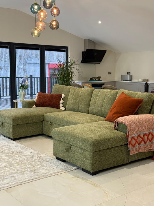 Como U Shape Corner Sofabed - Green