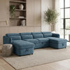 Capri U Shape Sofa Bed With Storage - Blue