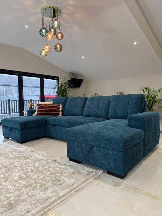 Como U Shape Corner Sofabed - Blue