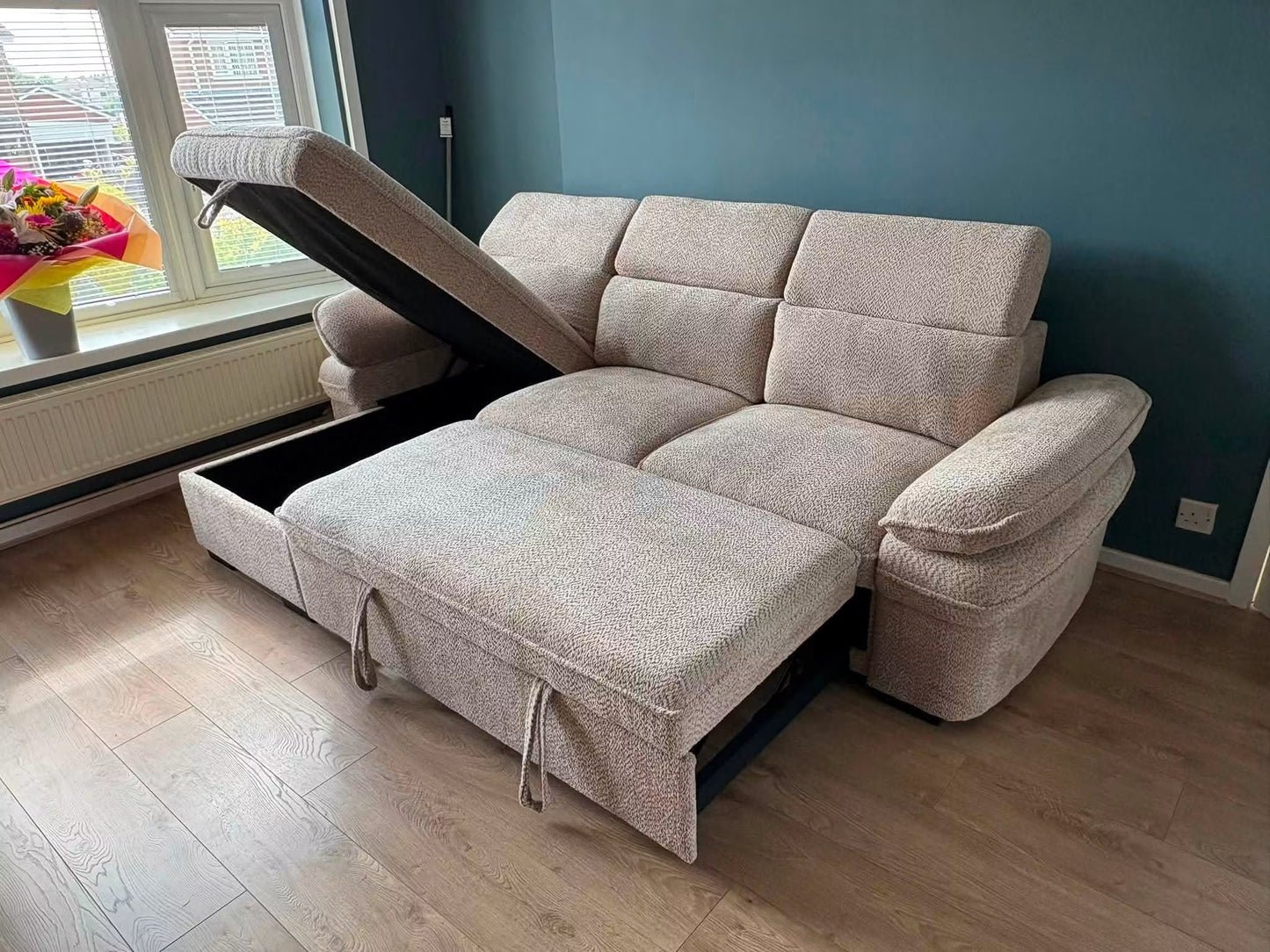 Hudson Universal Corner Storage Sofa Bed - Beige