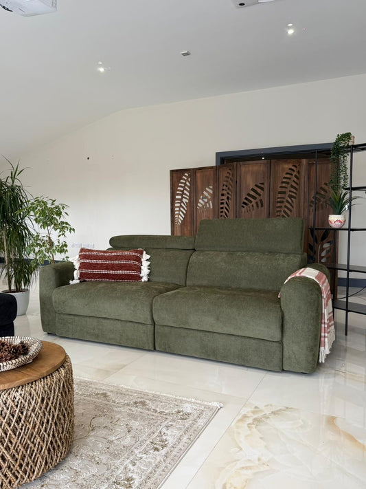 Dakota 3 Seater Electric Sofa Bed - Olive