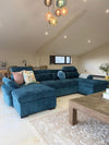 Hudson U Shape Storage Sofa Bed - Blue