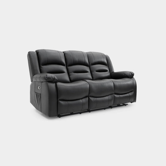 Alva Electric Recliner Sofa Black 3 Seater