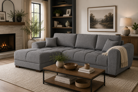 Azzuro Linen Left Hand Sofa Bed - Grey