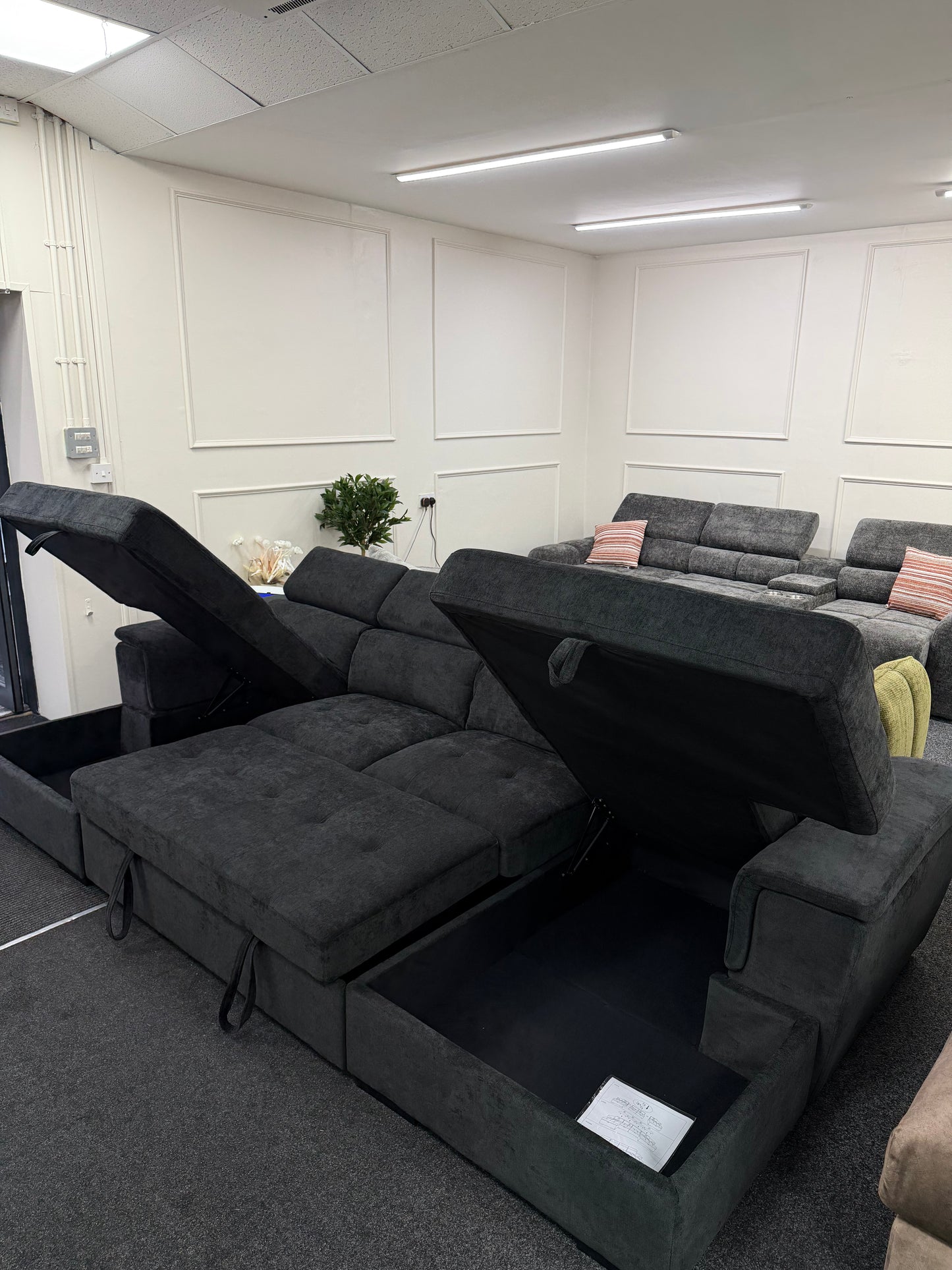 Alaya Storage U Shape Sofabed - Black