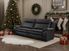Boston Genuine Leather Electric Recliner 3 Seater Leather - Black