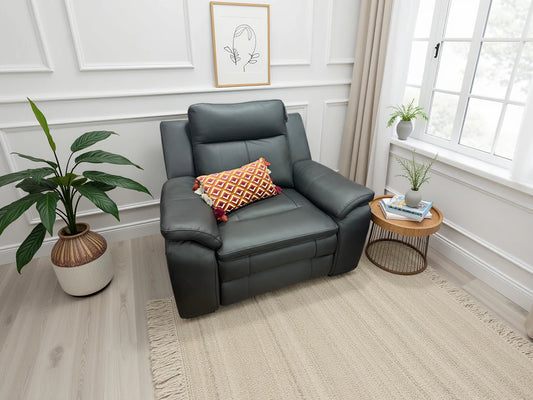 Boston Genuine Leather Electric Recliner Sofa Black Armchair
