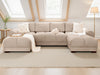 Azzuro Mocha U Shape Corner Sofa - Full Back Plush Velvet - 330cm Large Sectional