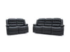 Roma 3+2 Aire Leather Manual Recliner Sofa - Black