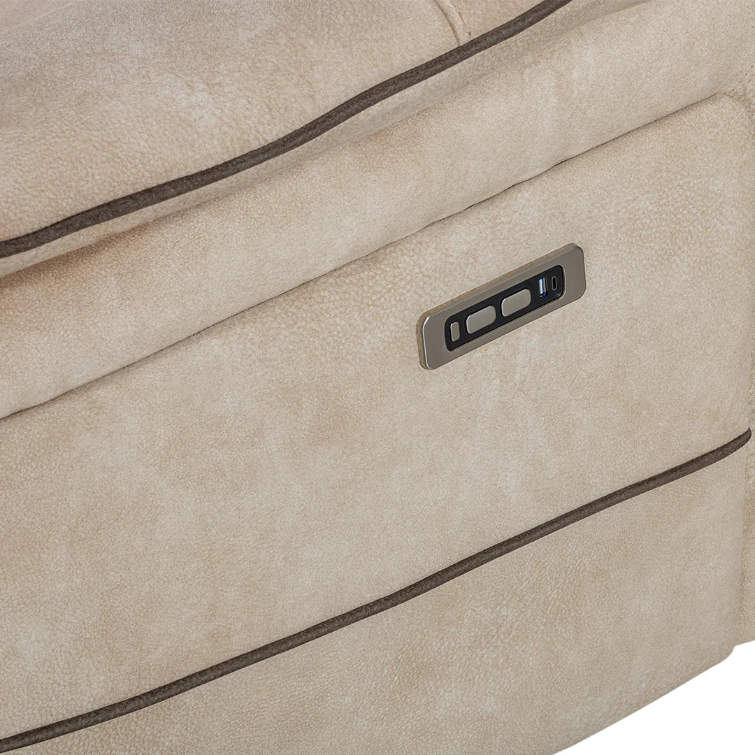 Geneva Pro Fabric Electric Recliner Corner Sofa With Cooling Cup Holders - Beige