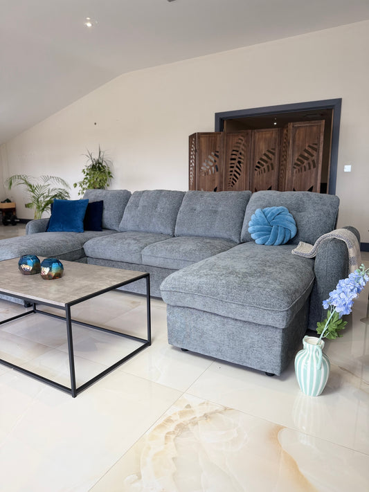 Moscow U Shaped Storage Sofa Bed - Grey