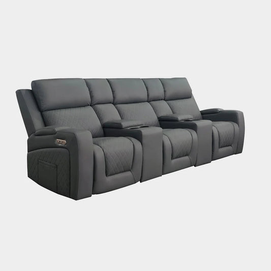 Cedar Electric Recliner Cinema Sofa 3 Seater Grey