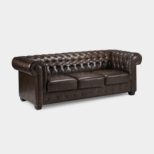 Chesterfield Sofa Antique 3 Seater Brown