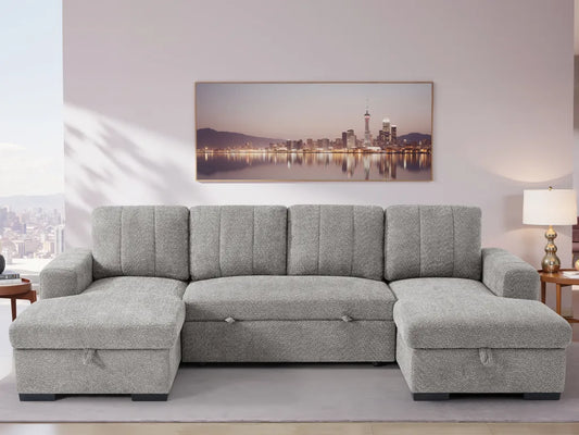 Como U Shape Corner Sofabed With Storage - Grey