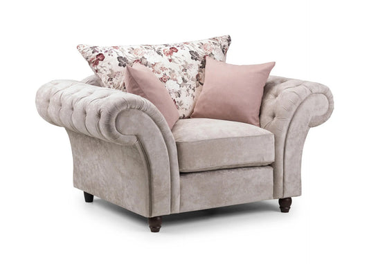 Deneishia Chesterfield Sofa Armchair  - Beige