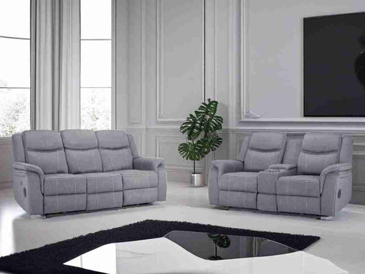 Galaxy Tech Fabric 3+2 Seater Sofa - Grey