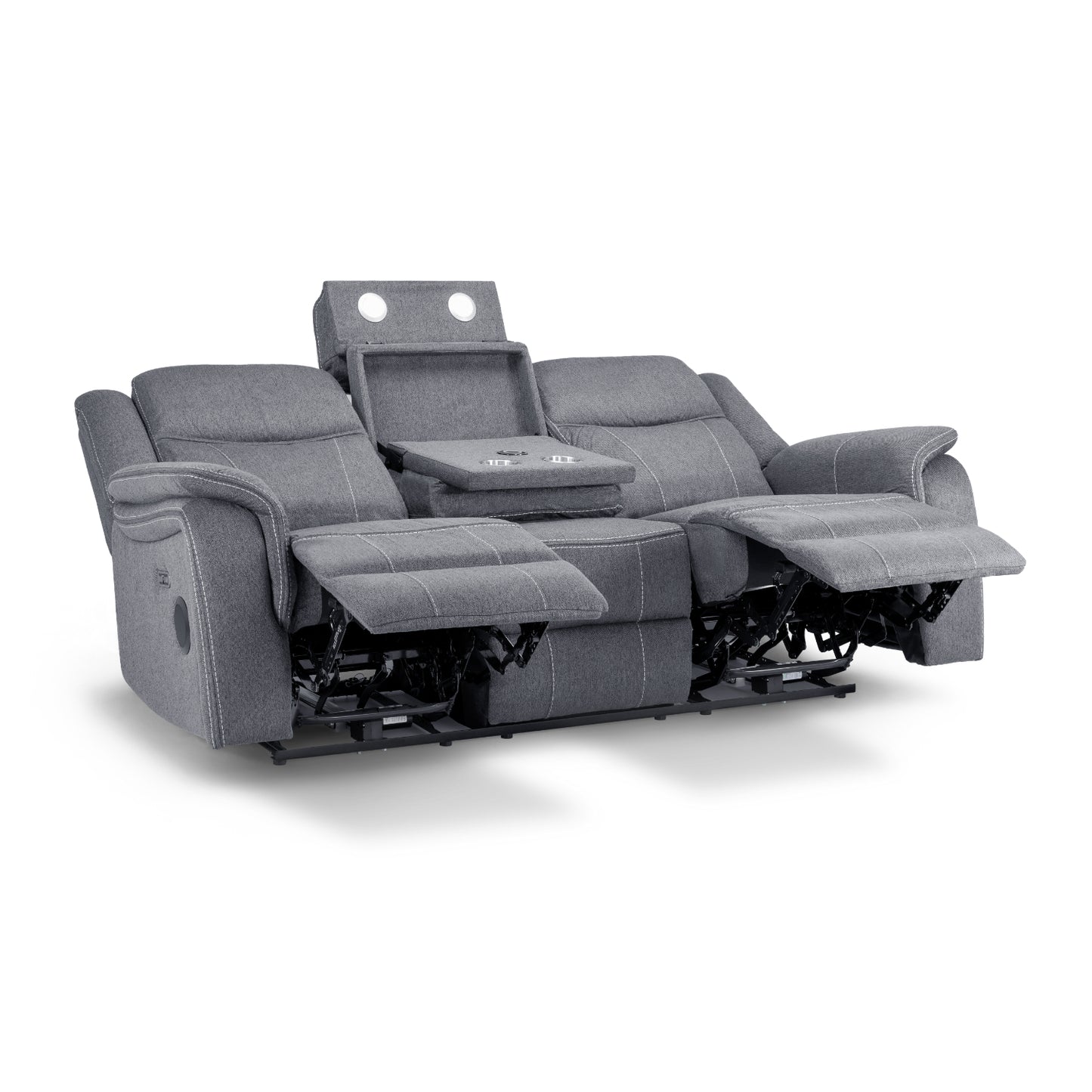 Galaxy Tech Recliner Fabric 3 Seater - Grey