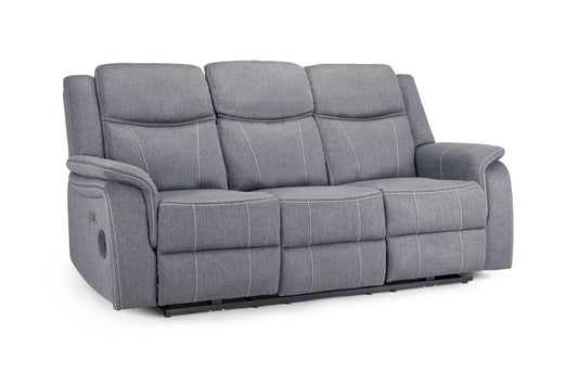 Galaxy Tech Recliner Fabric 3 Seater - Grey