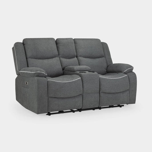 Harald Electric Recliner Sofa Grey Fabric 2 Seater