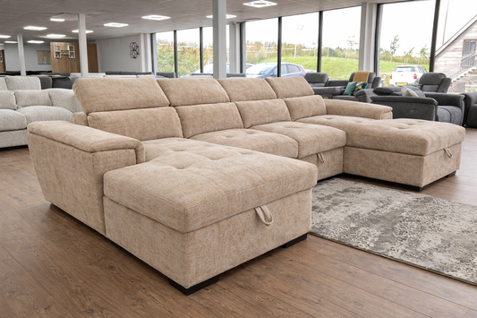 Alaya Storage U Shape Sofabed - Beige