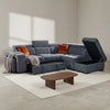 Amelia Blue Chenille Fabric Corner Sofa Bed with Storage and Ottomans