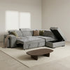 Amelia Grey Chenille Fabric Corner Sofa Bed with Storage and Ottomans