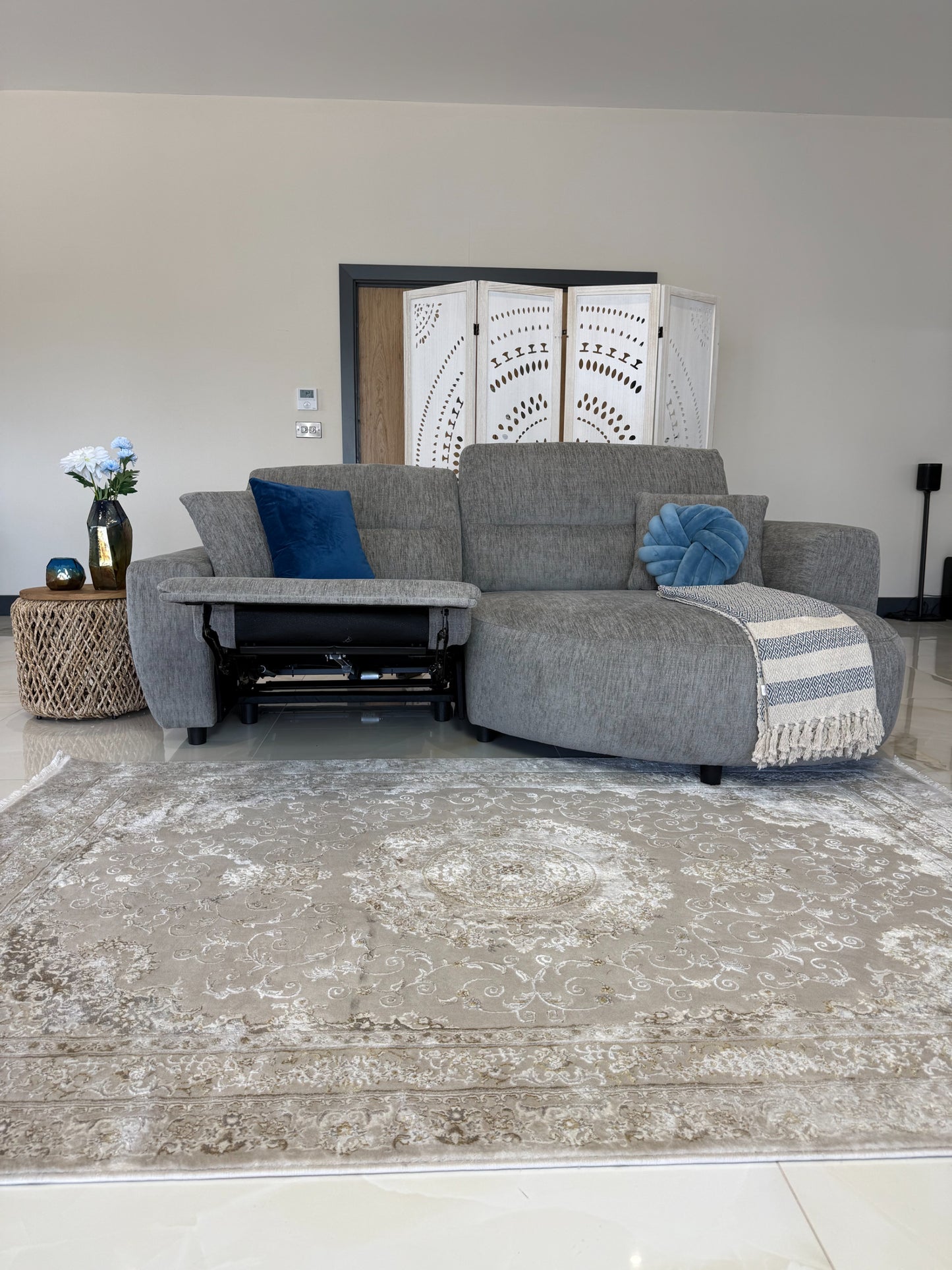 Denver Sofa Grey Electric Recliner Right Hand