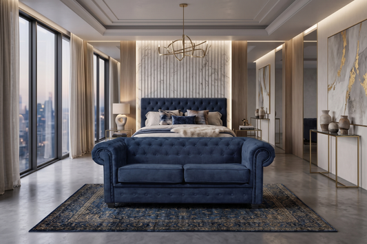 Imperial 2 Seater Sofa Bed - Navy Blue