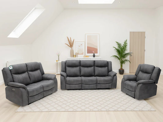 Leon Electric Recliner 3+1+1 Seater Sofa - Grey