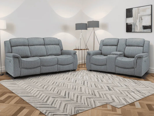 Linden Electric Recliner 3+2 Seater Sofa Set - Grey