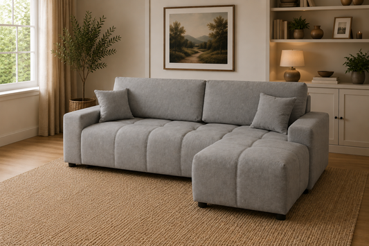 Luki Right Hand Sofa Bed - Silver