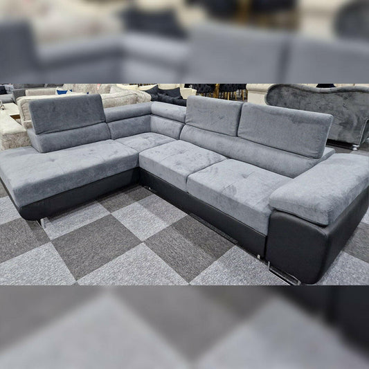 Luton Left Hand Facing Corner Sofa Bed With Storage Box - Grey/Black