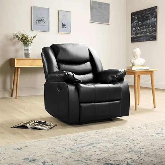 Roma  Leather Recliner Sofa Arm Chair Black