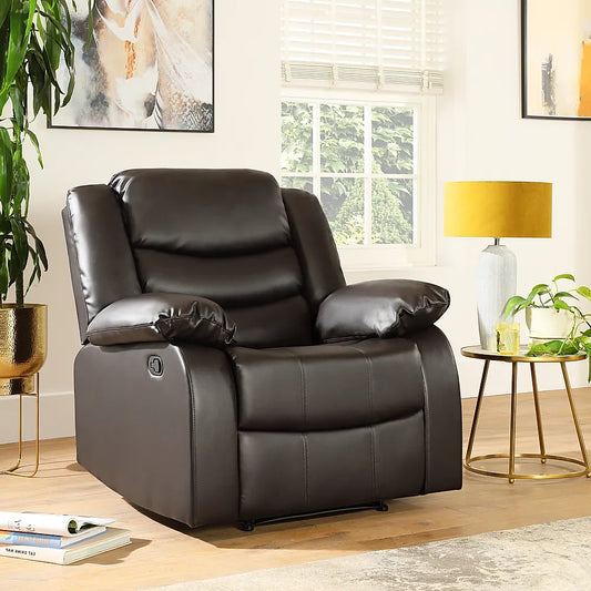 Roma  Leather Recliner Sofa Arm Chair Brown