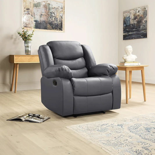 Roma  Leather Recliner Sofa Arm Chair Grey