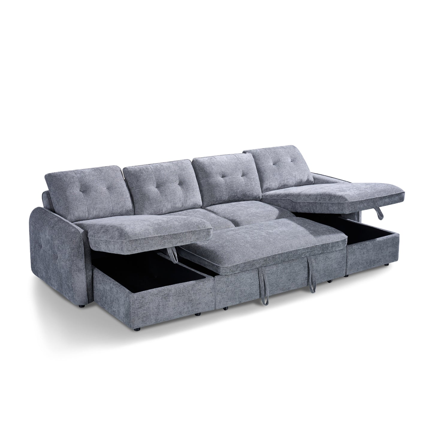 Moscow U Shaped Storage Sofa Bed - Grey