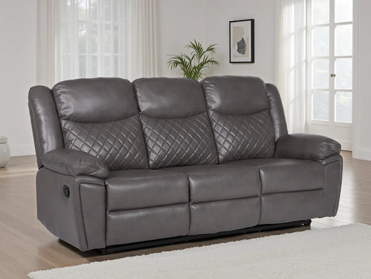 Myra Recliner Leather 3 Seater Sofa - Grey