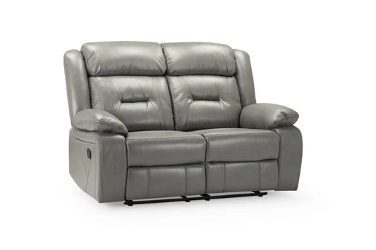 Novie Recliner Leather Sofa Grey 2 Seaterc