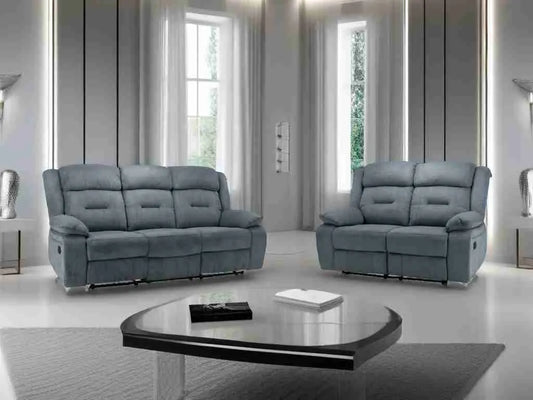 Novie Recliner Fabric Sofa 3+1+1 Set - Grey