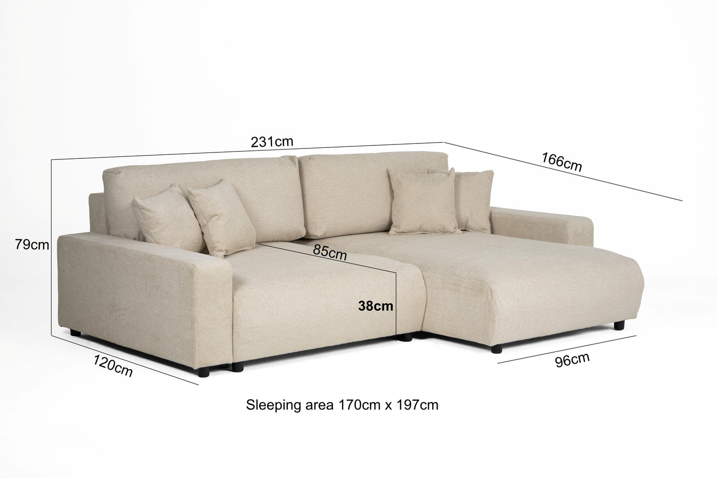 Sara Right Hand Sofa Bed