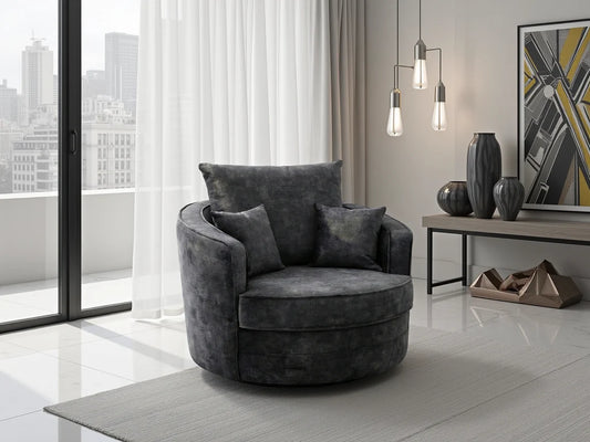 Serena Swivel Chair Sofa - Black