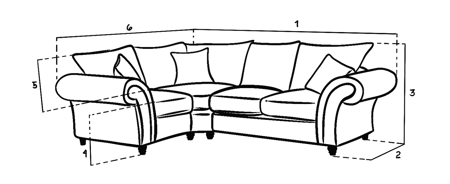 Windsor Fullback Sofa Grey Left Hand Facing Corner