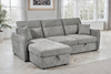 Archie Grey Chenille Fabric Corner Sofabed with Storage