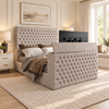 Chesterfield TV Bed Frame in a warm neutral bedroom, showing the original bed design